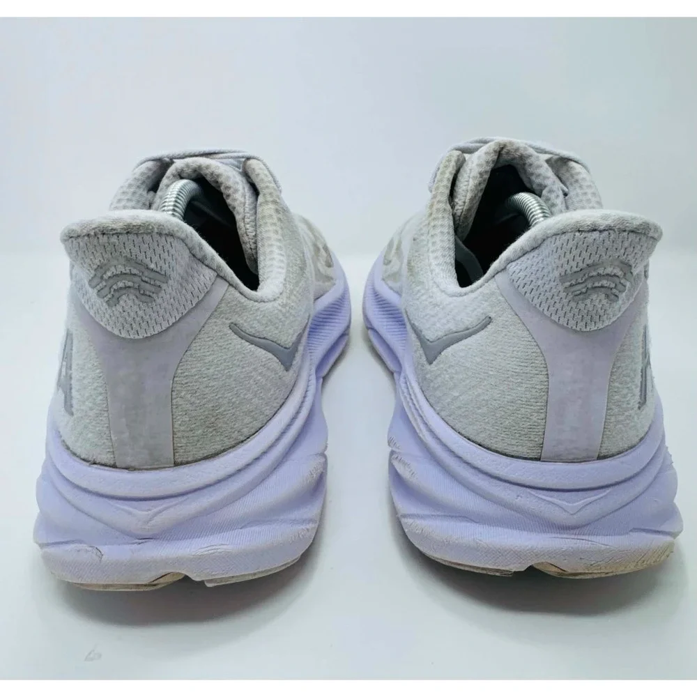Hoka One One Clifton 9 Shoes Womens Size 12B White Purple 1127896 SGLW Comfort